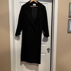 Womens black wool long winter coat.